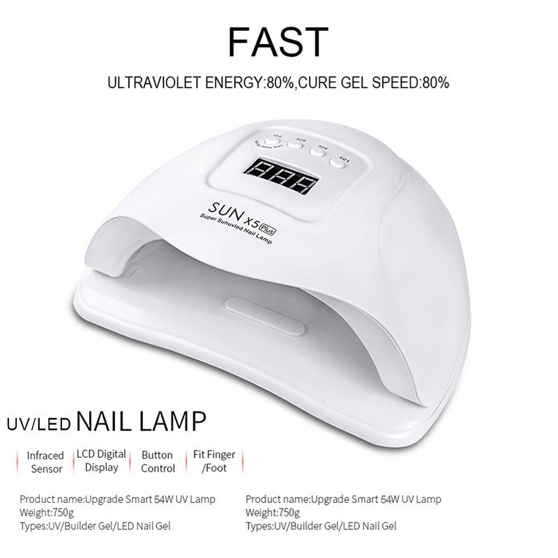 SUNX5 Plus 72W/54W UV lámpa LED körömlámpa körömszárító napfény manikűr zselés körmökhöz Lámpaszárítás gél lakkhoz