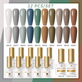 BORN PRETTY 12 Bottles Nail Gel Kit Άνοιξη Καλοκαίρι Ροζ Μωβ Σετ βερνίκι νυχιών με βερνίκι νυχιών UV LED Soak Off Gel Βερνίκι νυχιών Βάση Top Coat