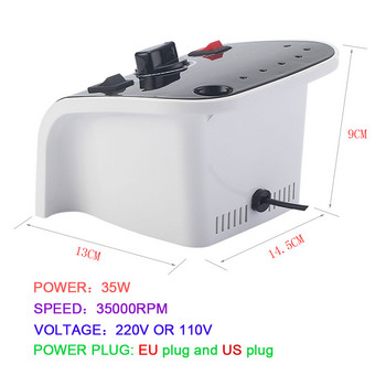 35000 RPM Електрическа машина за бормашина за нокти Фреза Оборудване за професионален маникюр Полиране на нокти Шлифоване на нокти Аксесоари