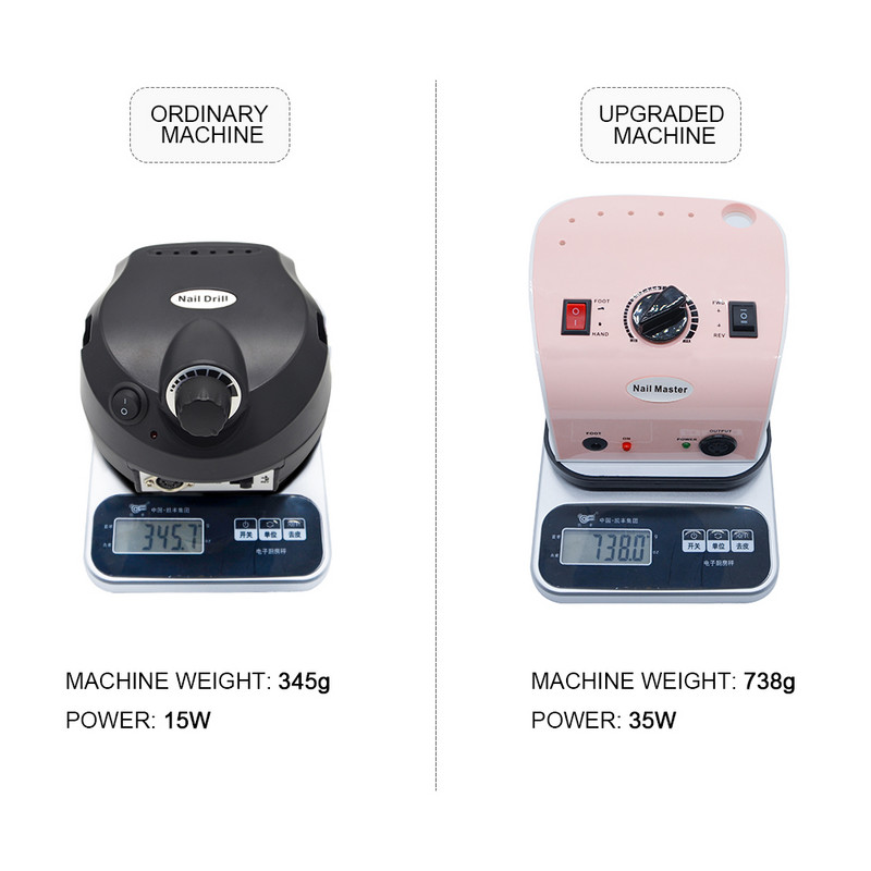 35000 RPM elektrinė nagų gręžimo mašina, skirta profesionaliam manikiūro nagų poliruokliui šlifuoti nagus priedai