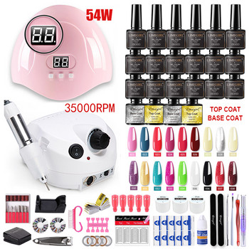 Σετ μανικιούρ με 120W/80W/54W Led Nail Lamp Dryer Nail Set 35000/20000RPM Drilling Machine UV Polish Gel Nail Kit Tools