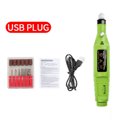 LULAA USB Plug Машина за пробиване на нокти Електрическа фреза за маникюр Комплект за гел лак за нокти Инструмент за маникюр Аксесоари за нокти