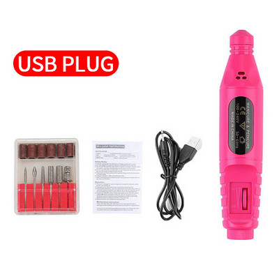 LULAA USB Plug Машина за пробиване на нокти Електрическа фреза за маникюр Комплект за гел лак за нокти Инструмент за маникюр Аксесоари за нокти