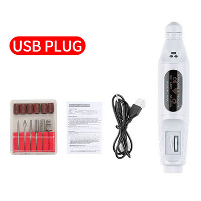 LULAA USB Plug Машина за пробиване на нокти Електрическа фреза за маникюр Комплект за гел лак за нокти Инструмент за маникюр Аксесоари за нокти