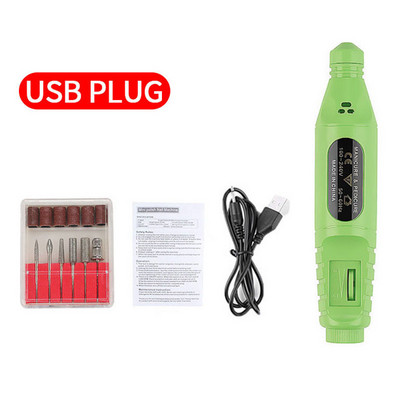 LULAA USB Plug Машина за пробиване на нокти Електрическа фреза за маникюр Комплект за гел лак за нокти Инструмент за маникюр Аксесоари за нокти