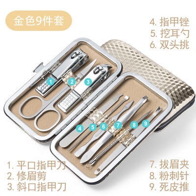 19/16/12/9/8 komada Set grickalica za nokte za manikuru Kućna žlica za uši od nehrđajućeg čelika Škare za nokte Alat za manikuru Pedikura Škare za nokte