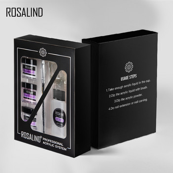 Ακρυλικό σετ σκόνης ROSALIND Dipping Carve Crystal Powder Poly Nail Gel For Extension Builder Tools Σετ Μανικιούρ Ακρυλικό Σετ νυχιών