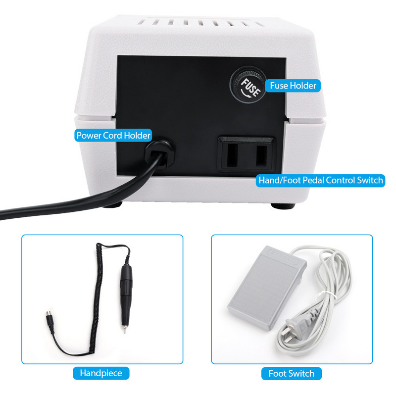 Cutie de control 65W Strong 204 35000RPM 30V Strong 210 102L Micromotor Piesă de mână Mașină electrică de manichiură Set freze pentru găurit unghii