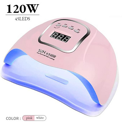 SUN X5 MAX UV LED lampa na nechty na manikúru 120W profesionálna sušička nechtov s LCD displejom a senzorom pohybu, sušiaca lampa na gél laky