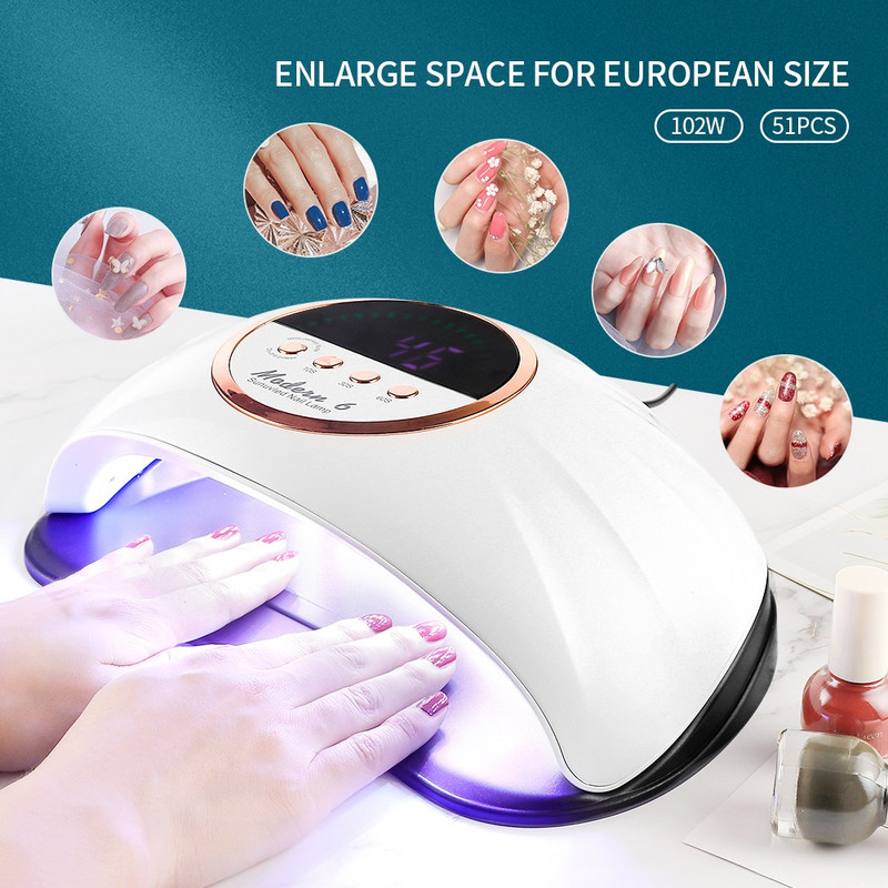 51LEDs sušilo za nokte UV LED svjetiljka za nokte za stvrdnjavanje svih gel lakova za nokte s senzorom pokreta Profesionalna oprema za alate za manikuru