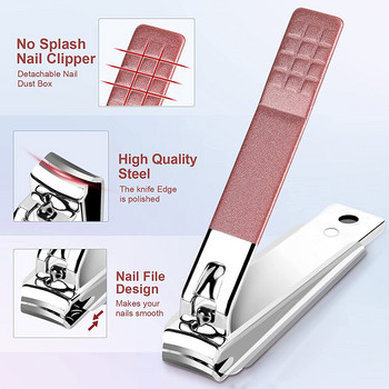 26 PCS Професионална ножица за нокти Комплект за педикюр Резачка за нокти Ножица Ножица за кожички Инструмент за нокти Комплект за подстригване на крака Комплект за маникюр