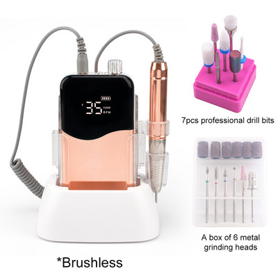 Auksinis šepetinis akumuliatorinis elektrinis nagų gręžimo staklės 35000 aps./min.