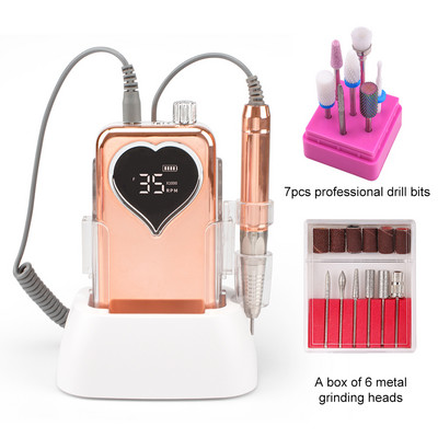 Auksinis šepetinis akumuliatorinis elektrinis nagų gręžimo staklės 35000 aps./min.