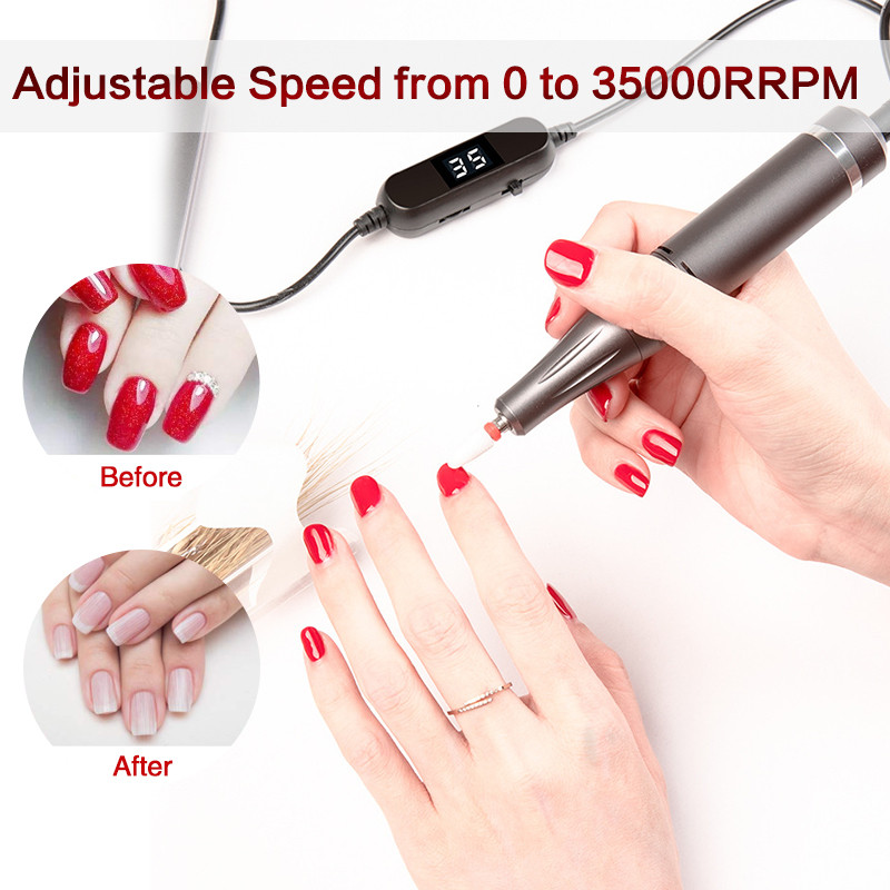 35000RPM Mașină electrică de găurit unghii Manichiură Gel de lustruit Pilă de unghii Set de burghiu pentru manichiură Instrument de unghii pentru salonul de unghii