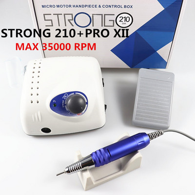 Erős 210 PRO XII Körömfúró 65W 35000 Gépi Vágók Manikűr Elektromos Körömfúró Maró Manikűr Gépi Polírozó körömreszelő
