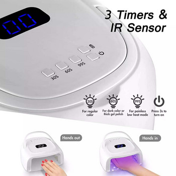 Sun UV S20 Επαναφορτιζόμενη λάμπα νυχιών 60W Wireless Gel Laquer Dryer Manicure Light Pedicure Lamps Cordless Nail UV LED