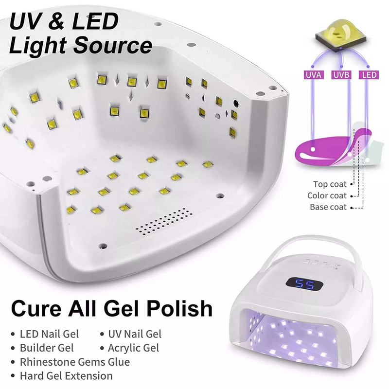 Sun UV S20 újratölthető körömlámpa 60W vezeték nélküli gél lakk szárító manikűr könnyű pedikűr lámpák vezeték nélküli köröm UV LED lámpa