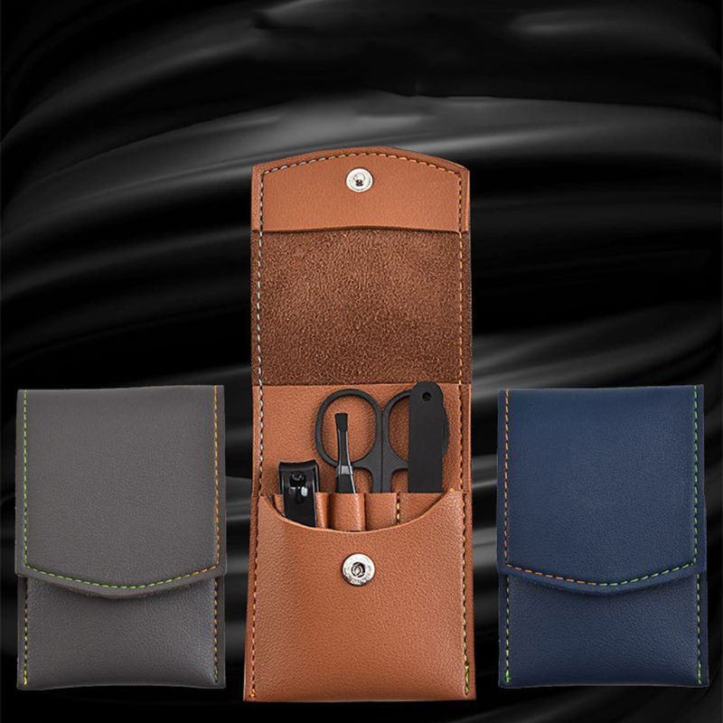 Set od 4 komada za manikuru i pedikuru Škare za nokte Škare za njegu s kompletom kožne torbice za žene i muškarce