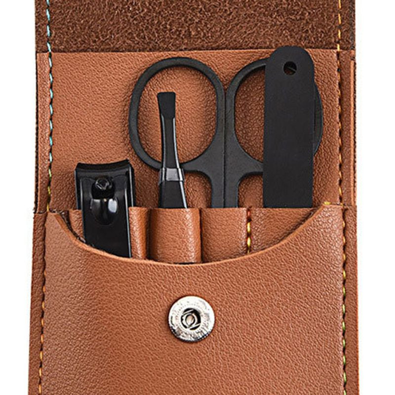 Set od 4 komada za manikuru i pedikuru Škare za nokte Škare za njegu s kompletom kožne torbice za žene i muškarce