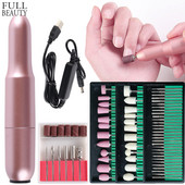 Professzionális elektromos körömfúró manikűr gépkészlet Rose Gold Pen Sander USB töltő pedikűr gél lakk maró szerszám CHUSB