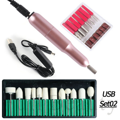 Professzionális elektromos körömfúró manikűr gépkészlet Rose Gold Pen Sander USB töltő pedikűr gél lakk maró szerszám CHUSB