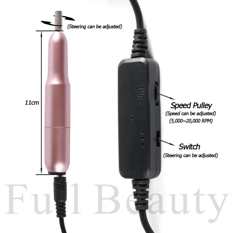 Professzionális elektromos körömfúró manikűr gépkészlet Rose Gold Pen Sander USB töltő pedikűr gél lakk maró szerszám CHUSB