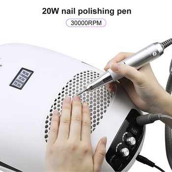 140W 3-IN-1 Multifunction Nail Dust Vacuum Cleaner & Electric Nail Drill & UV LED Nail Lamp Manicure for Nail Salon Tool