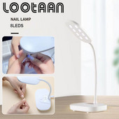 LootaanJ3 összecsukható asztali körömlámpa hordozható USB UV gél kötőlámpa 8LED asztali körömlámpa hamis körömlakk ragasztó gyorsan szárad