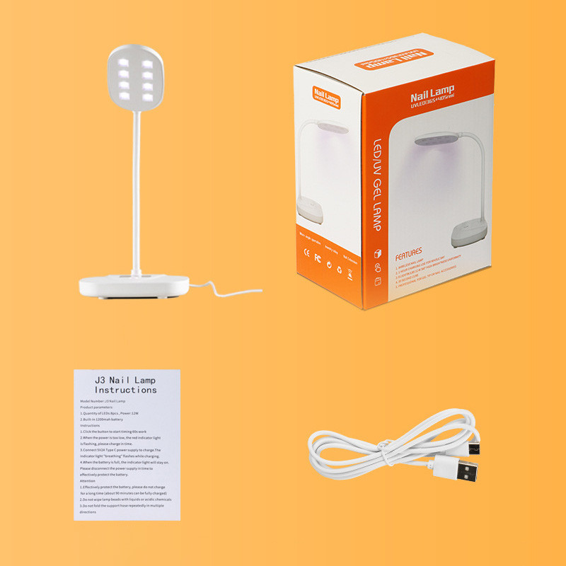 LootaanJ3 összecsukható asztali körömlámpa hordozható USB UV gél kötőlámpa 8LED asztali körömlámpa hamis körömlakk ragasztó gyorsan szárad