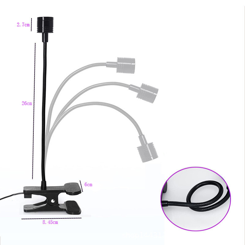 Lumini ultraviolete cu LED Lootaan Lampă UV cu tub metalic cu clipsă USB Mini lumină UV pentru polimerizare cu gel Lampă de birou Uscător de unghii pentru instrumente de artă unghiilor