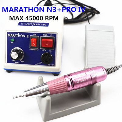 65W Tugev 210 Marathon N3 45000rpm Kvaliteetne vaikne käsiosaga küünepuurid maniküüri masina pediküüri elektrilised viiliotsad K