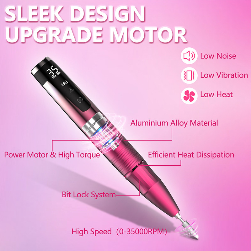 35000RPM punjiva bušilica za nokte Bežični prijenosni stroj za manikuru Turpija za bušilicu za nokte s HD LCD zaslonom na dodir