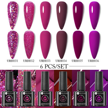 UR SUGAR 7ml Glass Bottle Nail Gel Polish Kit 6τμχ/σετ UV LED Σετ Βερνίκι Νυχιών Ημιμόνιμο Κουτί δώρου DIY