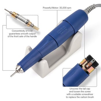 65W Strong 210 105L бормашина за нокти Машина за маникюр и педикюр Електрическа силна пила за нокти Полиране 35000RPM Устройство за шлайфане на ноктопластика