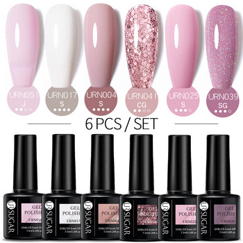 UR SUGAR 6 τμχ Γκρι Λευκό Χρώμα Gel Polish Σετ Soak Off UV Gel Vernishes Gel Kit For No Wipe Top Coat UV LED Gel