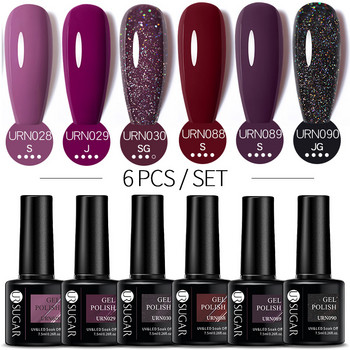 UR SUGAR 6 τμχ Γκρι Λευκό Χρώμα Gel Polish Σετ Soak Off UV Gel Vernishes Gel Kit For No Wipe Top Coat UV LED Gel