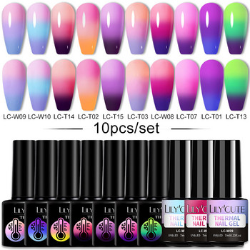 LILYCUTE 10 ΤΕΜ/ΣΕΤ Cat Magnetic Gel Nail Polish Σετ 9D Reflective Glitter Gel Semi Permanent UV Gel Soak Off Sparkling Nail Art