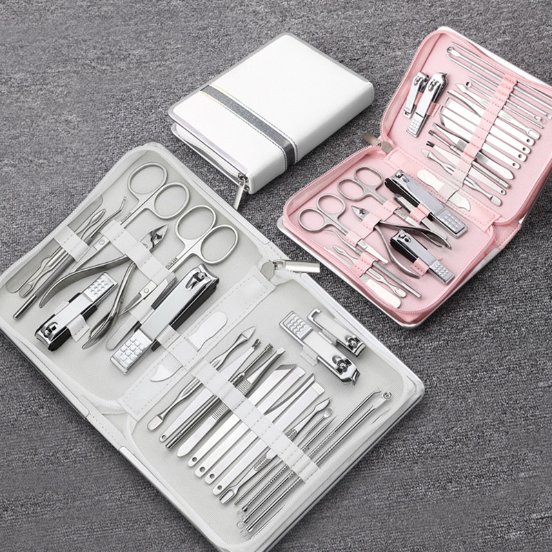 26 vnt. Profesionalus nagų kirpimo mašinėlių manikiūro rinkinys Aukštos kokybės nerūdijančio plieno nagų kirpimo žirklinių odelių žnyplių nagų įrankių rinkinys