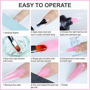 Σετ μανικιούρ Poly Nail Gel Kit Επαγγελματικό Σετ νυχιών με λάμπα LED UV και Drill Nails Art Accesoires Poly Gel Kit για νύχια