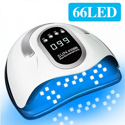 66LEDs lámpa körmökhöz Gyorsan száradó körömgél lakk, hordozható kivitel intelligens érzékelővel, 4 időzítővel beállítható fénymód UV LED körömlámpa