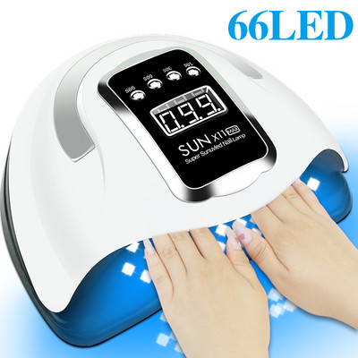 66LEDs lámpa körmökhöz Gyorsan száradó körömgél lakk, hordozható kivitel intelligens érzékelővel, 4 időzítővel beállítható fénymód UV LED körömlámpa