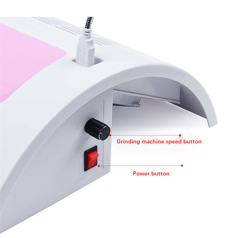 Mașină multifuncțională de găurit unghii 5 în 1 Uscător de unghii Lampă de fototerapie cu LED Aspirator Mașină integrată Pernă de mână Instrument pentru unghii