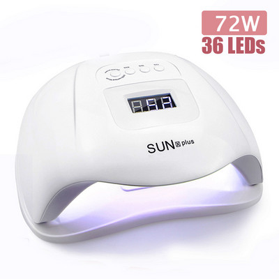 72W 36LEDS Lampă LED pentru unghii Uscător de unghii Lampă UV cu două mâini pentru întărirea lacului de unghii cu instrument de salon de manichiură cu senzor de mișcare