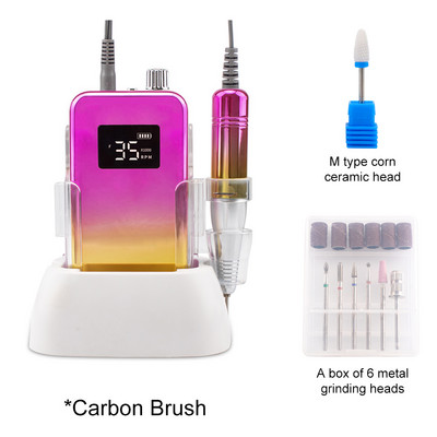 Mali zaslon 35000RPM Prijenosna bušilica za nokte sa stolnom bazom Bežična baterijska bušilica Ružičasta ručka Bežična ljubičasta