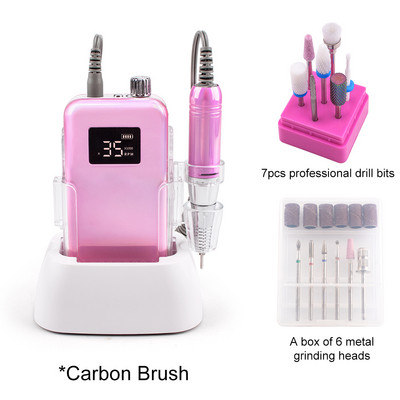 Mali zaslon 35000RPM Prijenosna bušilica za nokte sa stolnom bazom Bežična baterijska bušilica Ružičasta ručka Bežična ljubičasta