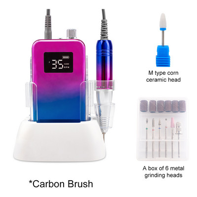 Mali zaslon 35000RPM Prijenosna bušilica za nokte sa stolnom bazom Bežična baterijska bušilica Ružičasta ručka Bežična ljubičasta