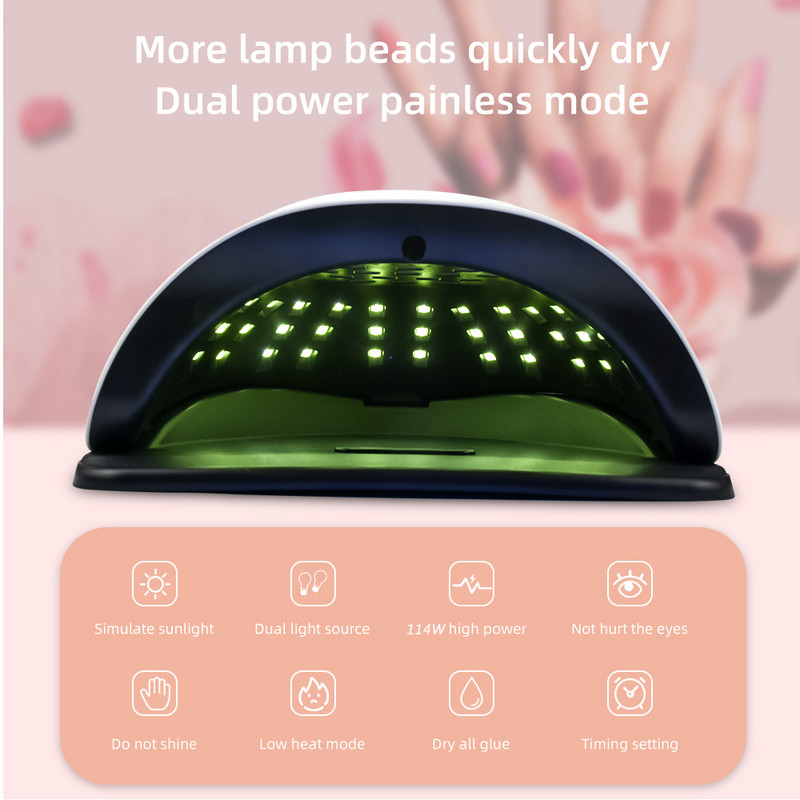 Körömlámpa 114 W SUNX5 MAX Szuper Erőteljes UV LED Körömlámpa Szárító Minden körömlakk Időzítővel Automatikus Indukciós Köröm Szerszám