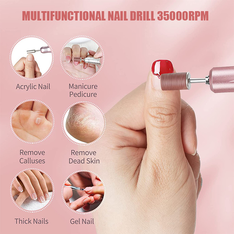 35000RPM Električna bušilica za nokte za manikuru Set glodalica za poliranje gela Bušilica za nokte Olovka Salon Oprema za nokte