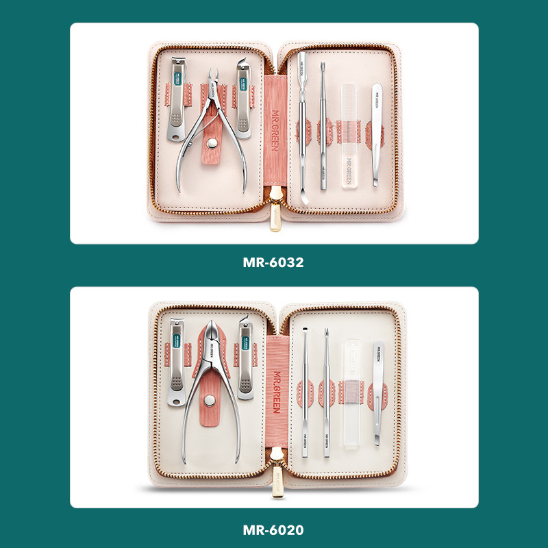 MR.GREEN Set za manikuru Setovi za pedikuru Škare za nokte Alati Profesionalne škarice za nokte od nehrđajućeg čelika Rezač Putna torbica Kit 7u1