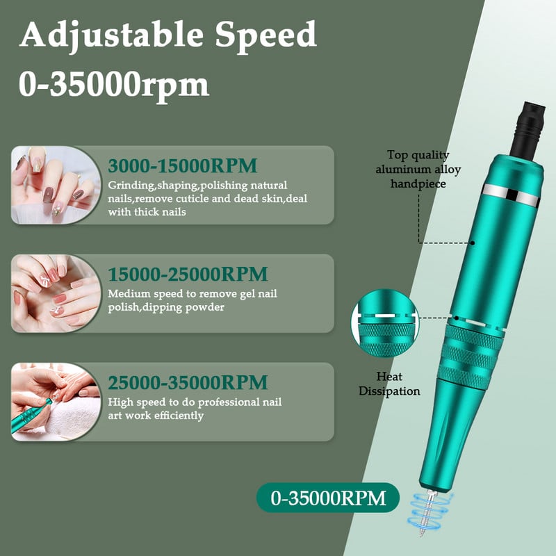 Styton 35000RPM körömfúró gép LCD kijelzővel, újratölthető körömmester manikűrhöz hordozható körömfúró gép